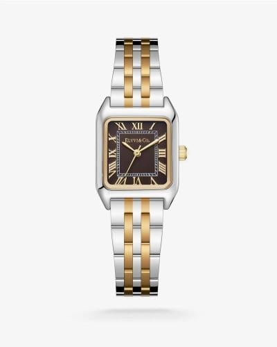 ساعة نسائية مميزة بلون ذهبي وفضي