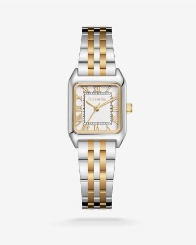 ساعة نسائية مميزة بلون ذهبي وفضي