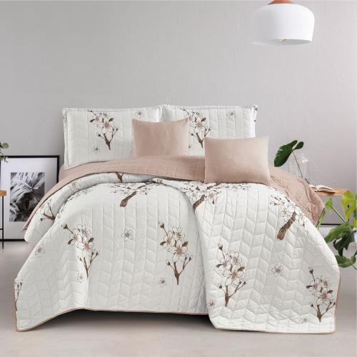 Summer double bedspread, double-sided, pressed, fl...