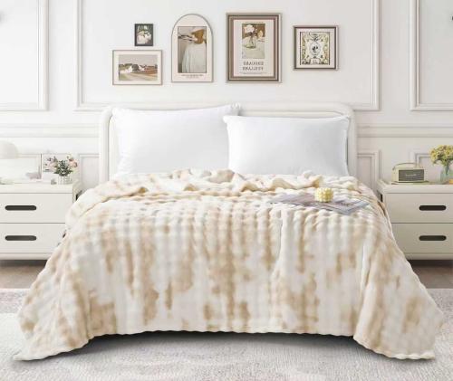 Light velvet blanket for two 230x200 beige