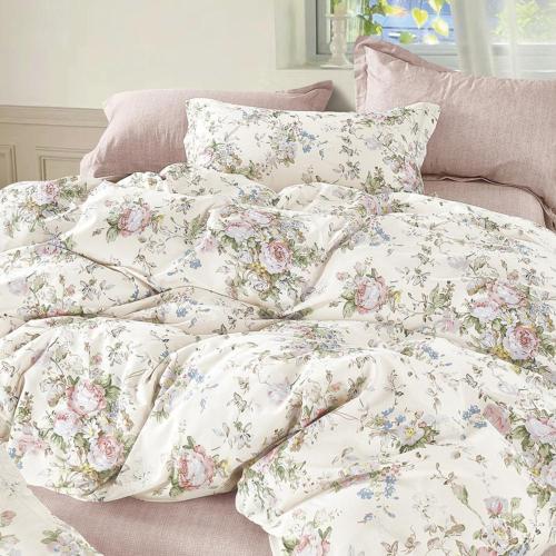 Luxury cotton summer bedspreads, one and a half person - 5 pieces - creamy