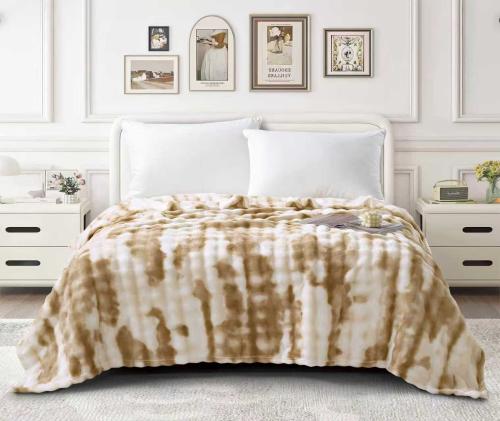 Light velvet blanket for two 230x200 light brown