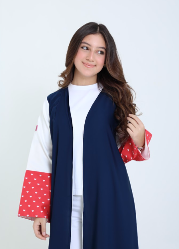 عباية كحلي بأطراف احمر K12