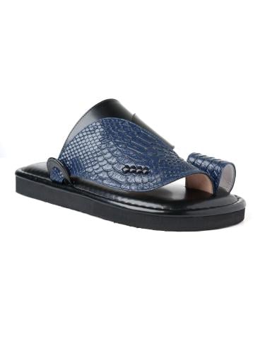 Snake skin leather shoe - blue