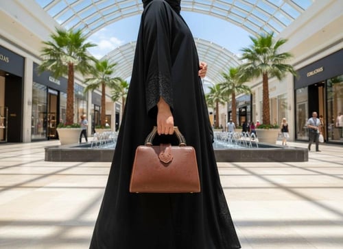 شنطة يد كبيرة بنية حرير وجلد طبيعي وخشب البامبو