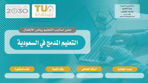 عرض تقديمي احترافي: استراتيجيات التعليم المدمج في المملكة العربية السعودية