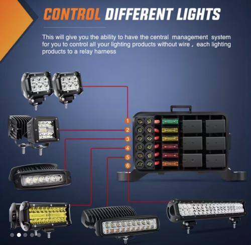 6 قطع لوحة مفاتيح متعددة الوظائف بإضاءة LED RGB - تحكم باللمس أو التبديل المؤقت أو النبضي - صندوق مفاتيح للشاحنات