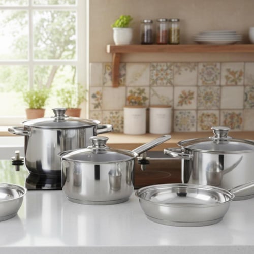 مجموعة أواني الطهي جورميه 8 قطع ستانلس ستيل فضي وش...