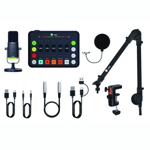 مايك مع المكسر PREMIUM PODCAST BUNDLE 4 IN 1 -WIRE...