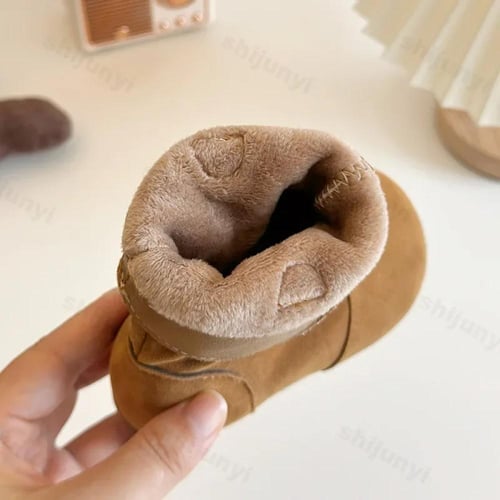 أحذية أطفال بنية مطوي أنيقة