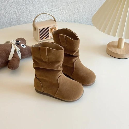 أحذية أطفال بنية مطوي أنيقة