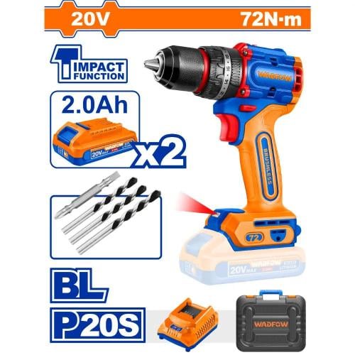 ودفو دريل بطاريه راس حديد 720نيوتن شاكوش 7281