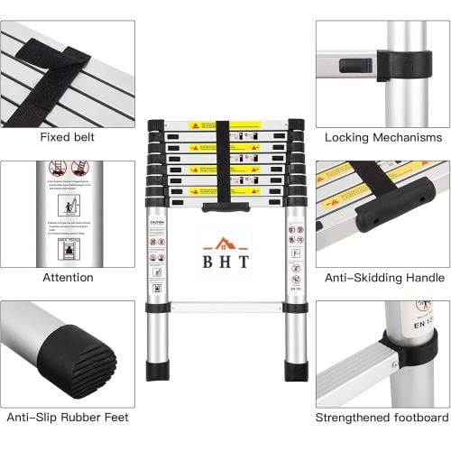 سلم تلكسوبي المنيوم سهل الطي ارتفاع 2.60سم 9 درج