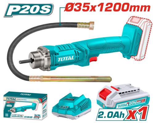 هزاز خرسانه توتال كهربائي 20 فولت مع بطارية وشاحن