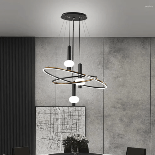 ثريا ليد مودرن بتصميم حلقات متداخلة، بإضاءة ثلاثية...