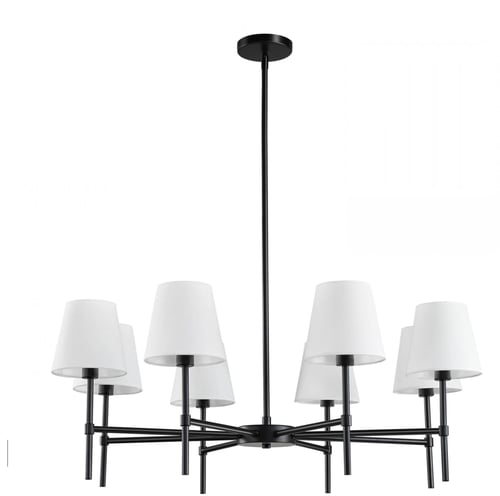 ثريا بيضاء وإطار معدني أسود مكونة من 4+8 قطع إضاءة