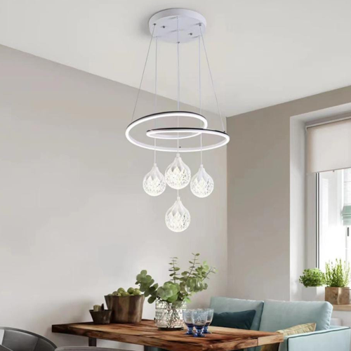 ثريا LED بثلاث حلقات كريستالية مضيئة – تصميم عصري...