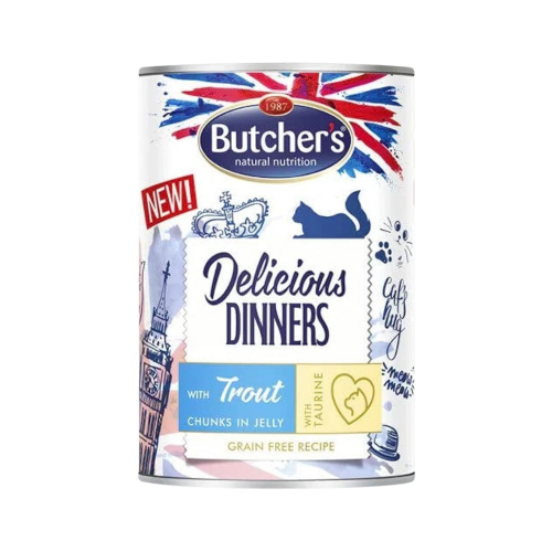 بوتشرز ديليشوس دينر قطع سالمون تروت في الجيلي 400غ