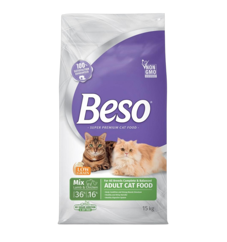 بيسو طعام جاف لقطط البالغة بنكهة لحم الضان و الدجا...