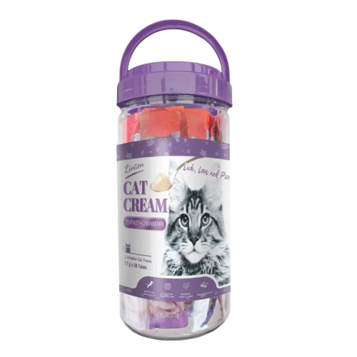 لينسن مكافأت كريمي للقطط الديك الرومي مع التوت (17...