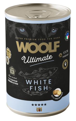 وولف معلبات السمك الأبيض مع البطاطا للكلاب - 400 ج...