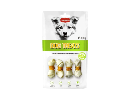 لينسن مكافأت للكلاب لفائف دجاج مع جلد عظام معقود -...
