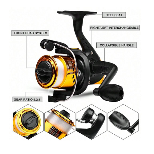 بكرة صيدxm 200 Proberos قطعة واحدة، نسبة تروس 5.2:...