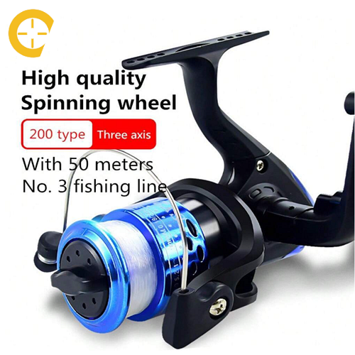 بكرة صيد خفيفة مطوية مع خط صيد بطول 1968.5 بوصة،