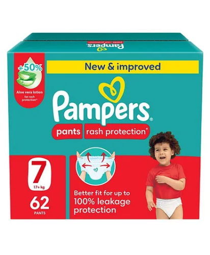 حفاضات بامبرز بانتس حماية من الطفح مقاس 7 (+17 كجم...