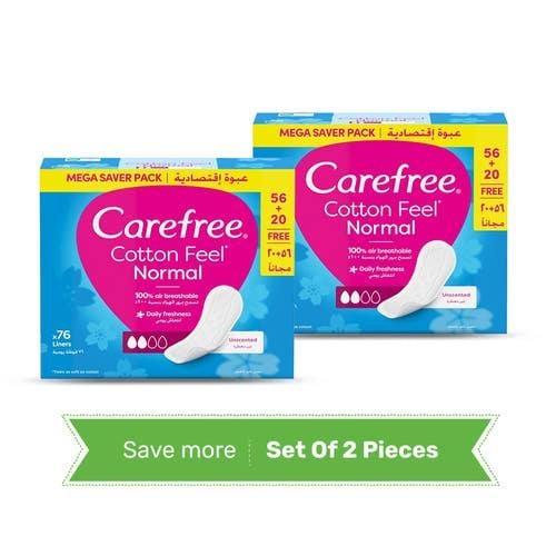 كيرفري فوط يوميه عادي 56+20 (باقة)Carefree Cotton...