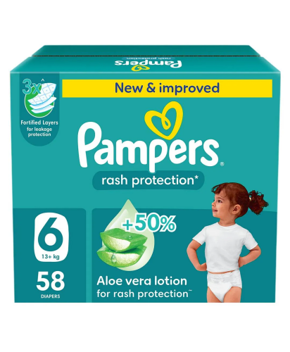 حفاضات بامبرز حماية من الطفح الجلدى مقاس 6 (13+ كج...