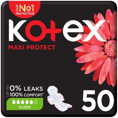 كوتكس حفايض نسائية كبيرة بالأجنحة 50 قطعةKotex Fem...