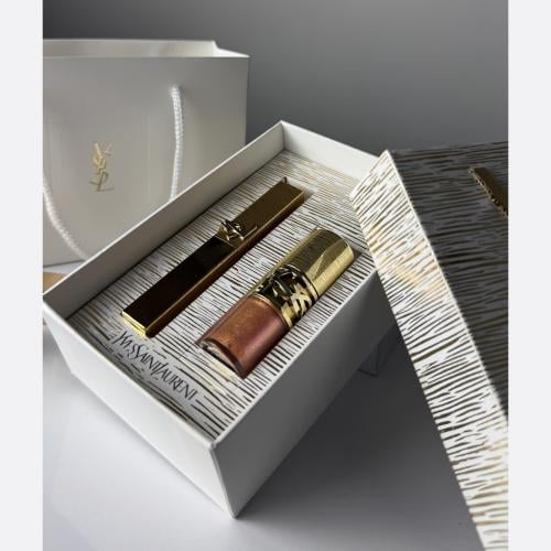 إيف سان لوران - طقم روج وقلوس ذهبي