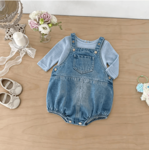 أفرول جينز كوري الطراز للأطفال بجيوب لطيفة