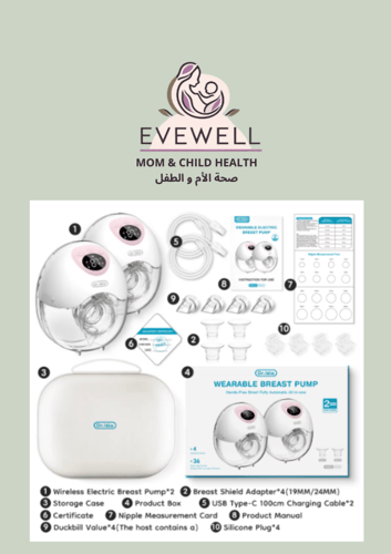 2 قطعة من شفاط الثدي الالكتروني ذاتي الارتداء مع ا...