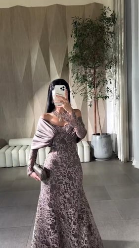 فستان سهره نسائي دانتيل لون بني