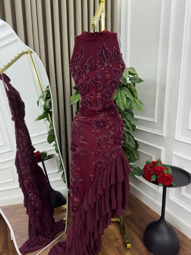 فستان سهره نسائي ميد لون عودي