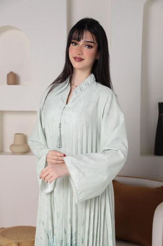 جلابيه نسائيه راقيه بلسيه انيقه لون تيفاني