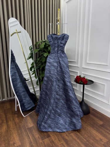 فستان سهره نسائي من التفته الجاكار لون رصاصي