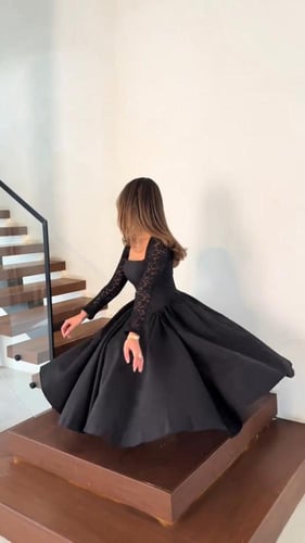 فستان سهره من الكريب الباربي انيق لون اسود