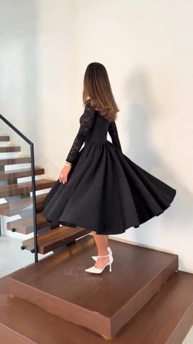 فستان سهره من الكريب الباربي انيق لون اسود