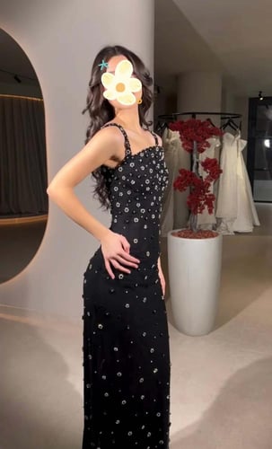 فستان سهره نسائي كريب باربي لون اسود