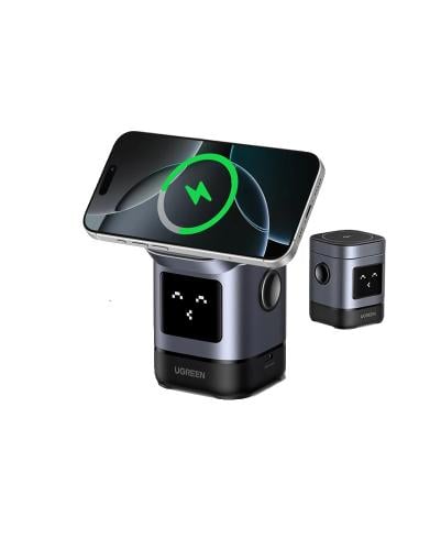 Magnetic wireless charging platform 2 in 1 from UGREEN W709 | for iPhone and AirPods | Interactive LED screen | Gray