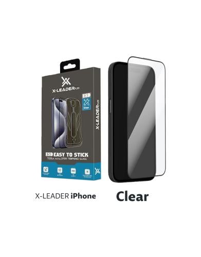 Transparent screen protector sticker for iPhone (16-15-14-13-12-11) from X-Leader Flex | with self-assembly frame