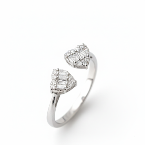 خاتم الماس قلب مفتوح تصميم عصري فخم