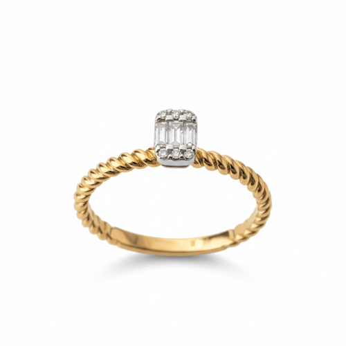 خاتم الماس مستطيل بتصميم ملتف