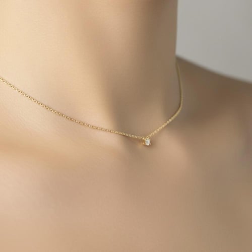 تعليقة الماس سلسلة سوليتير ناعم يومي بوزن 0.070 قي...