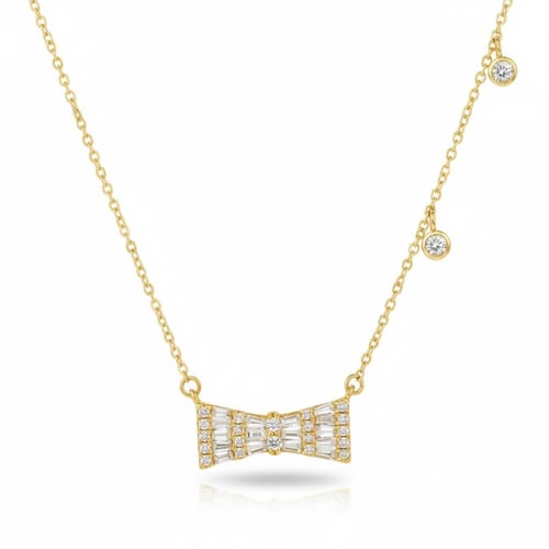 تعليقة الماس سلسلة ناعمة على شكل فيونكة بوزن 0.24...