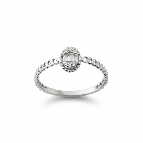 خاتم الماس ناعم يومي بتصميم سلاسل وباجيت