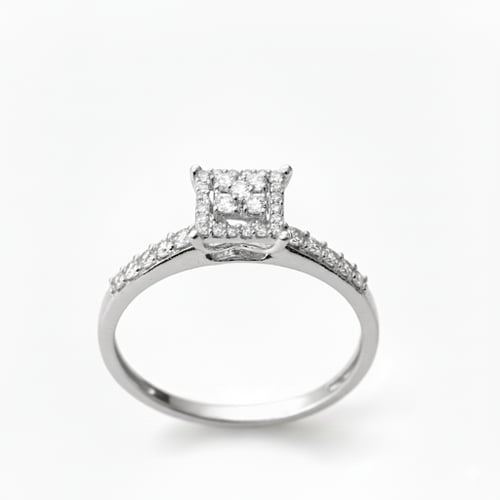 خاتم الماس فاخر بتصميم كلاستر مربع